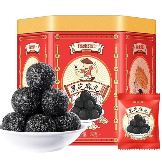 图片 福东海 黑芝麻丸（香酥味）铁罐  126克
