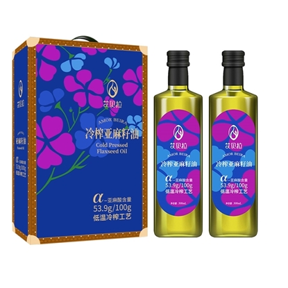 图片 艾贝拉一级冷榨亚麻籽油礼盒500ml*2
