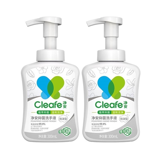 图片 净安（Cleafe）抑菌洗手液(泡沫型)300ml*2瓶（栀子花味）