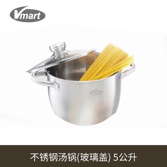 图片 不锈钢汤锅(玻璃盖) 5公升