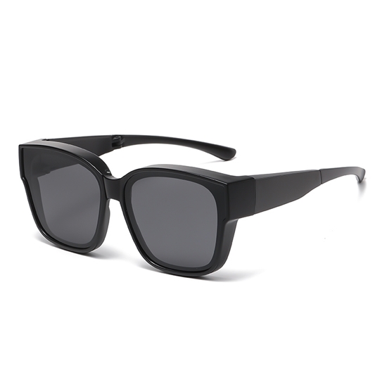 图片 高清折叠套镜 时尚偏光墨镜2213【砂黑框黑灰片】