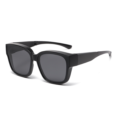 图片 高清折叠套镜 时尚偏光墨镜2213【砂黑框黑灰片】